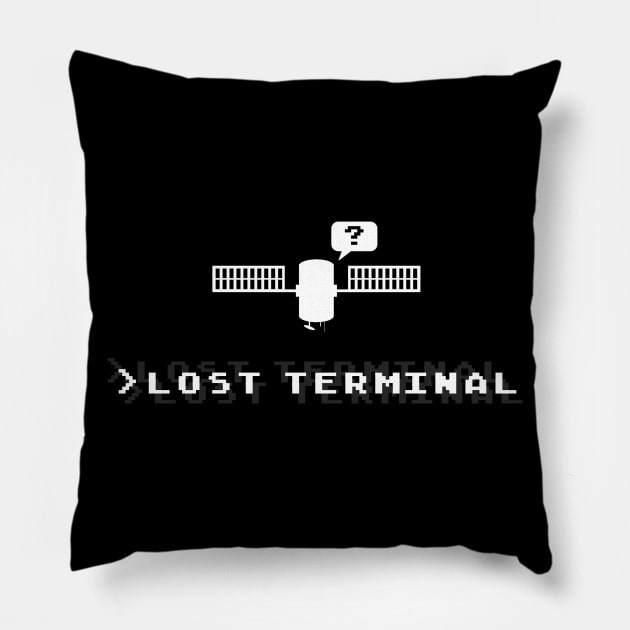 Lost Terminal Logo (white) Pillow by Lost Terminal