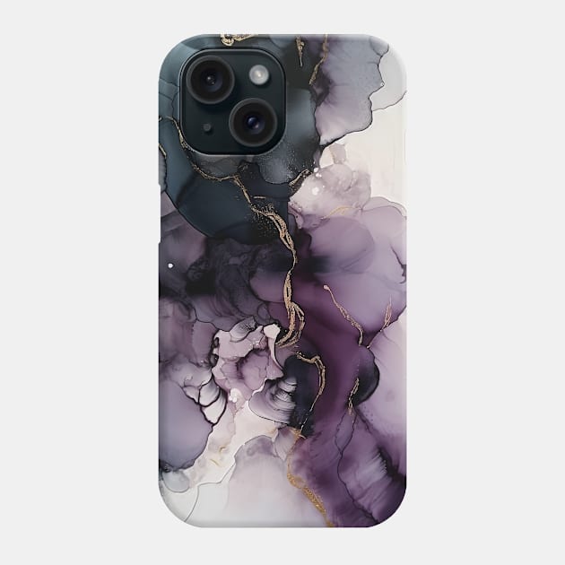 Purple Thunder - Abstract Alcohol Ink Art Phone Case by inkvestor