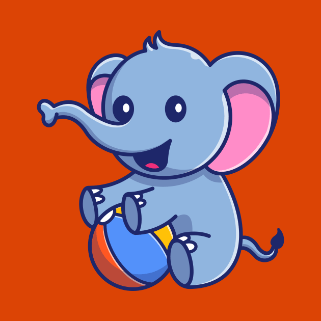 Cute Elephant Playing Ball Cartoon by Catalyst Labs