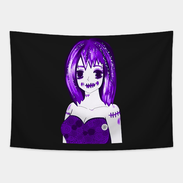 Anime Zombie Girl Cool Woman Tapestry by GreenCowLand