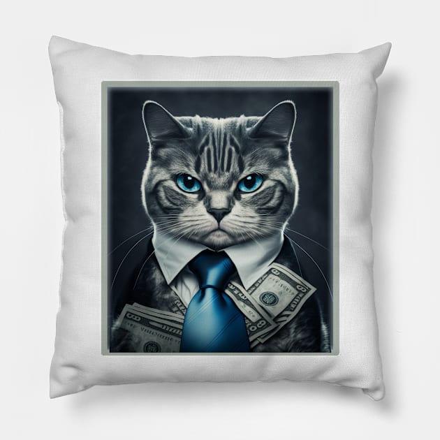 kitty rich man Pillow by e-cstm Wild