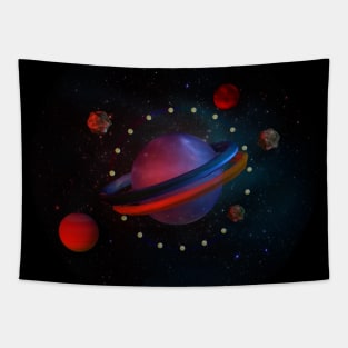 Galaxy spaceship planets 3d Tapestry