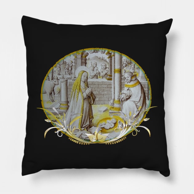 Christmas Nativity Manger Jesus Virgin Mary & St Joseph Bethlehem Angels Pillow by hispanicworld