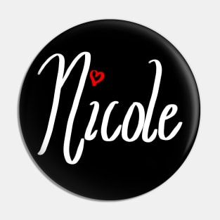 Nicole girls name woman’s first name in white cursive calligraphy personalised personalized customized name Gift for Nicole Pin