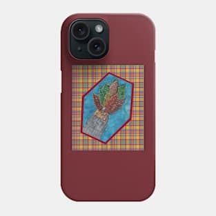 Autumn Leaves on Checkered Background Phone Case