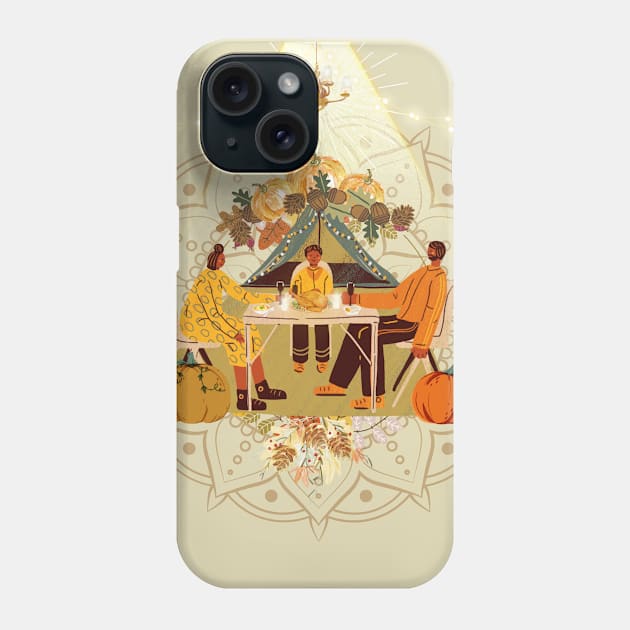 Thanksgiving family dinner, parents and child Phone Case by ariverde