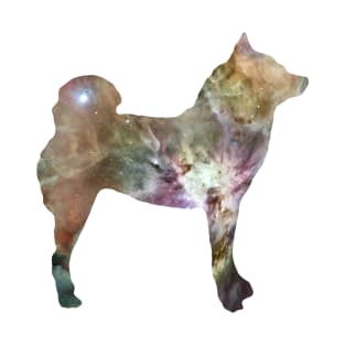 Lilly the Shiba Inu Silhouette - Nebula on White T-Shirt