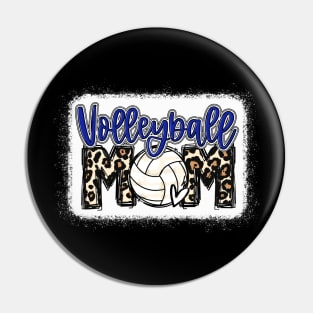 Volleyball Mom Blue Leopard Pin