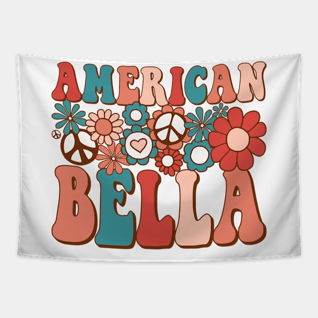 Retro Groovy American Bella Matching Family 4th of July Tapestry by BramCrye