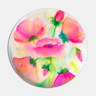 Pink poppies watercolor painting Pin