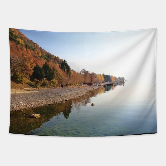 Autumn by Ohrid Lake Tapestry by piksimp