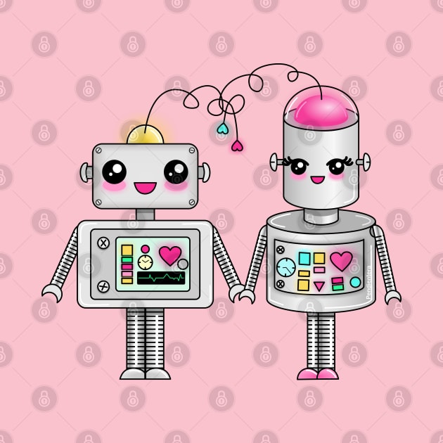 Cute robots in love by Pendientera