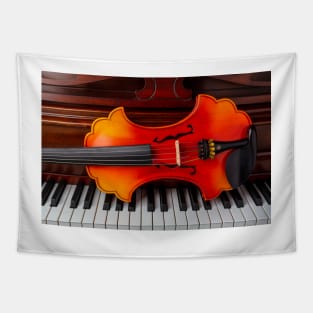 Lovely Baroque Violin On Piano Keys Tapestry