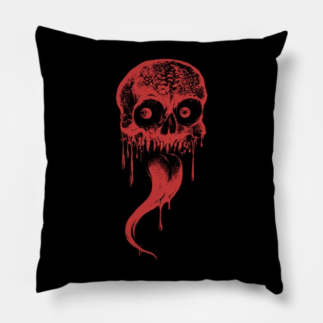 Licking Skull Pillow by wildsidecomix