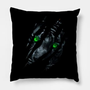 Cat Eye of the Fearless Tiger Silhouette Pillow