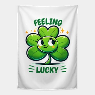 St. Patrick's Day Feeling Lucky - Adorable Clover Character Tapestry