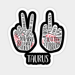 Taurus, Zodiac, May, Yin Yang, Peace Sign, Middle Finger Magnet