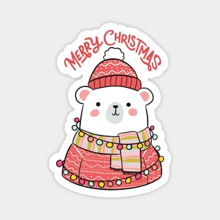 Merry Christmas cute polar bear illustration Magnet