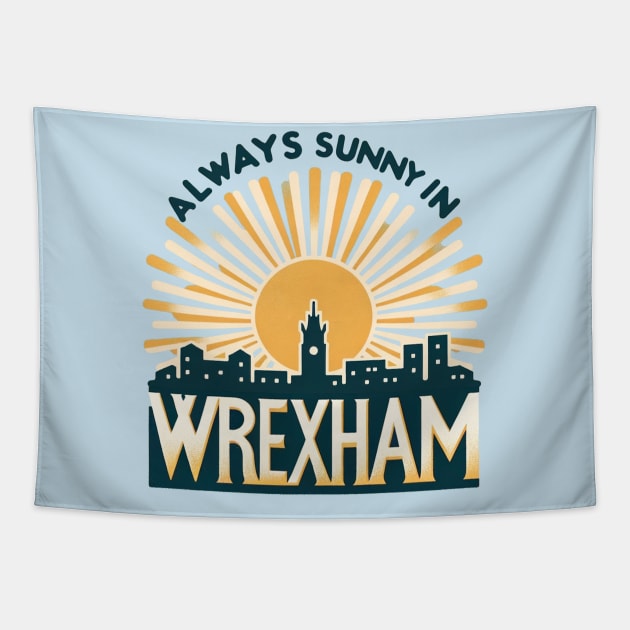 Always Sunny in Wrexham Tapestry by Retro Travel Design