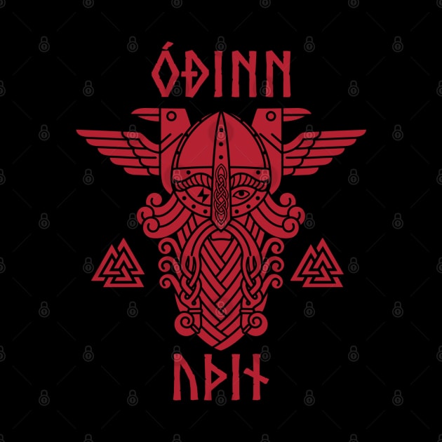 Odin valknut runes red by Blue Pagan