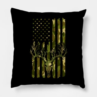 Camouflage Deer Hunting America Flag Pillow