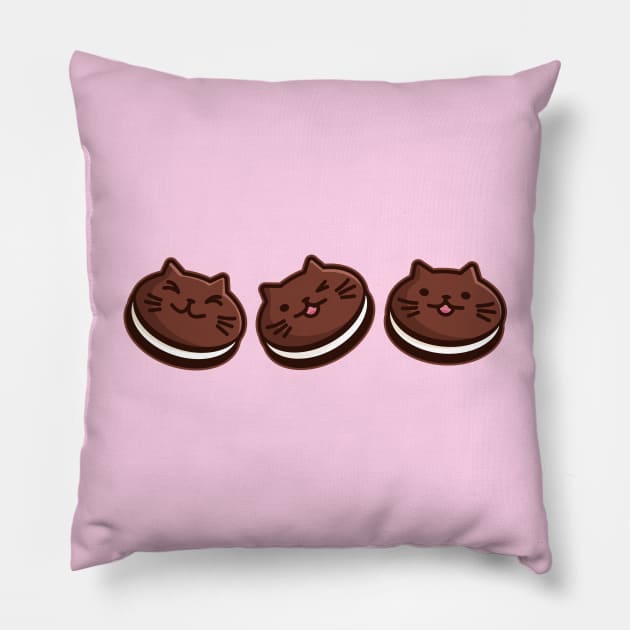 Kawaii Cats Cookies Pillow by Hixon House