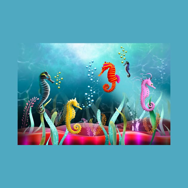 Sea Horse Stampede by Renee Ciufo Illustration