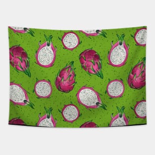 Red dragon fruit on green Tapestry