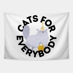 Cats For Everybody Festive Cat Bearing Gifts Funny Christmas Gift for Cat Owners and Feline Lovers Tapestry