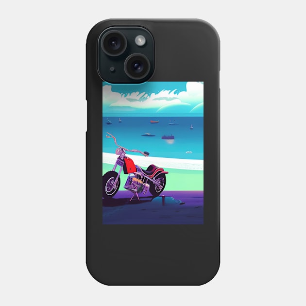 RETRO STYLE MOTORCYCLE AT THE BEACH Phone Case by sailorsam1805