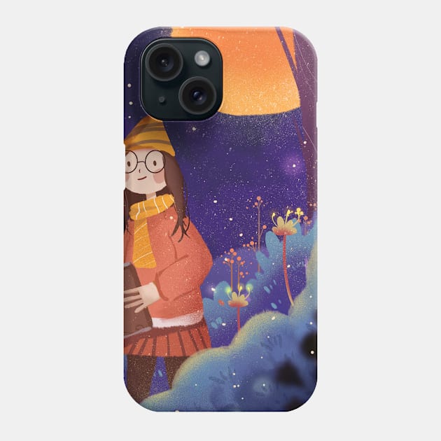 Reading Girl At Night Phone Case by MariaStore