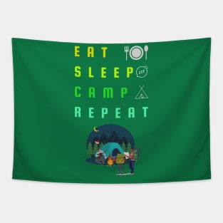 Eat Sleep Camp Repeat Tapestry