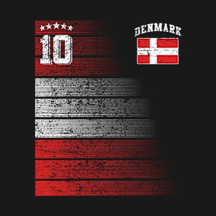 Denmark Soccer Fans Jersey Danish Flag Football Lovers T-Shirt