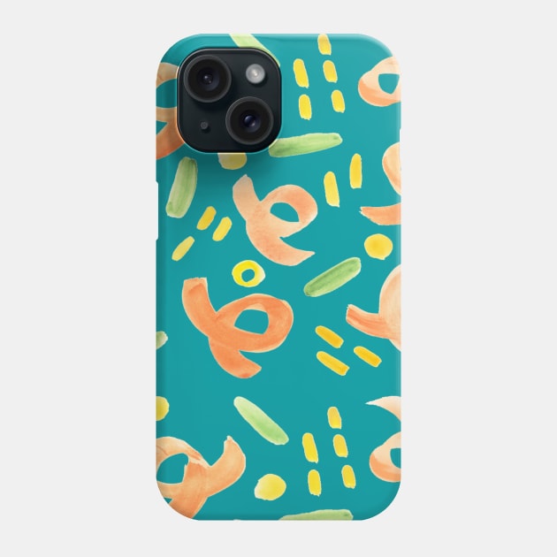 Turquoise and Orange Pattern Phone Case by SomebodyArts