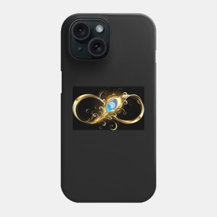 Infinity with Golden Peacock Feather Phone Case