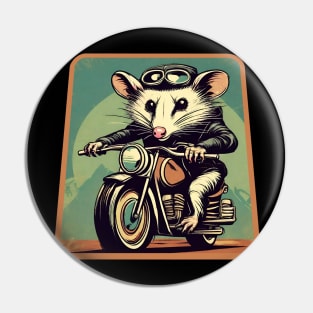 Opossum on motorcycle Pin