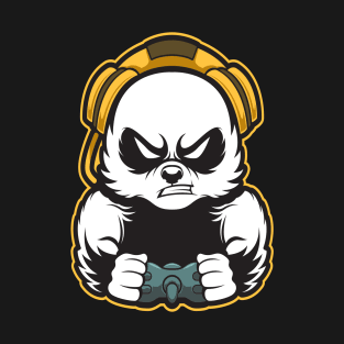 Hardcore Gaming Panda Design T-Shirt