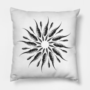 Mandala Circle Black Pillow