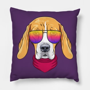 Hipster serious dog Beagle Pillow