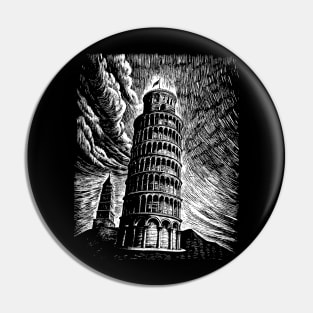 Leaning Tower of Pisa art in linear style Pin