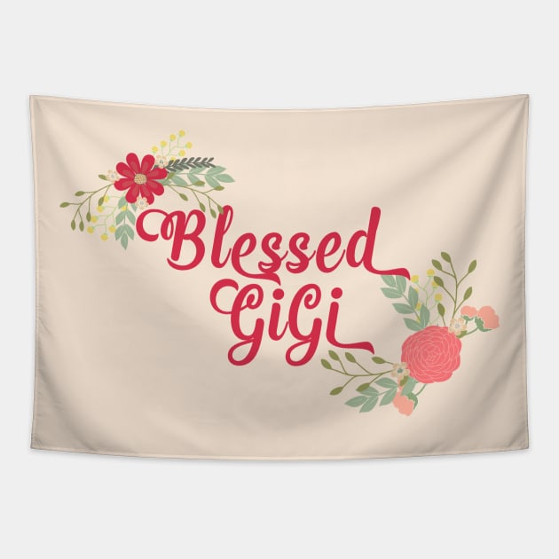 Blessed GiGi Floral Christian Grandma Design Tapestry by g14u