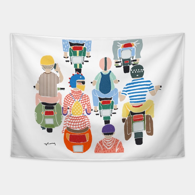 Urban bikers Tapestry by notyetfamous