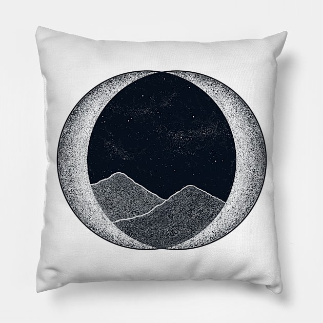 Twin Mountains Pillow by jy ink