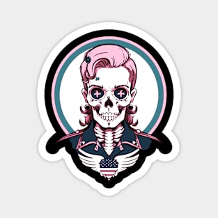 Fun Pink Retro Rockabilly Skeleton Magnet