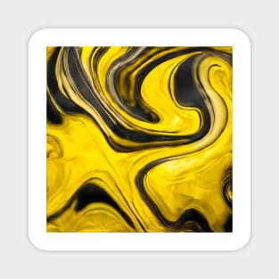 YELLOW AND BLACK LIQUID MARBLE DESIGN, PATTERN Magnet