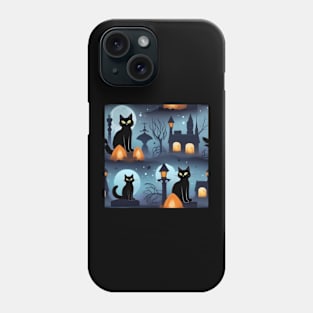 Halloween black cat art Phone Case