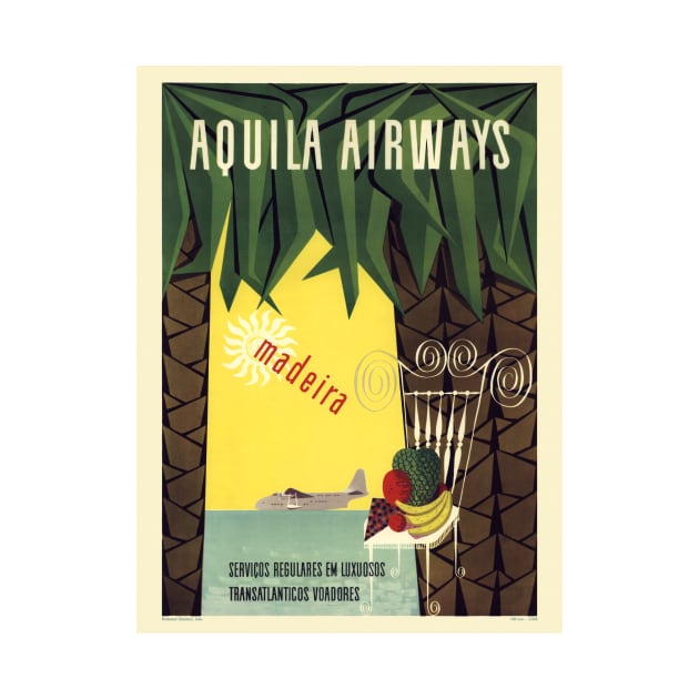 Aquila Airways Madeira Portugal Vintage Poster by vintagetreasure