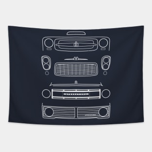 International Harvester IH Travelall classic truck evolution 1958-1975 white outlines Tapestry