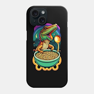 Funny Bearded Dragon Eating Ramen Noodles Phone Case