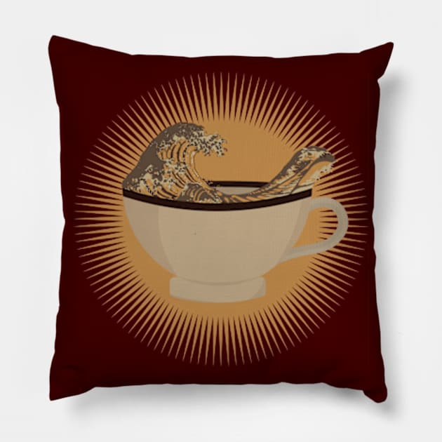 coffee wave,gifts,gift,coffee,coffee cup,cup,caffeine Pillow by teenices